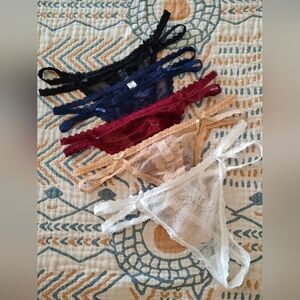 NWOT Unbranded, M-Large lace thongs, 5 colors